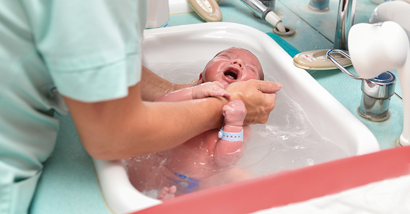 bathing a newborn baby